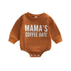 Lamuusaa Newborn Baby Girl Boy Clothes Crewneck Sweatshirt Romper Mama'S Coffee Date Sweater Shirts Oversized Fall Clothes