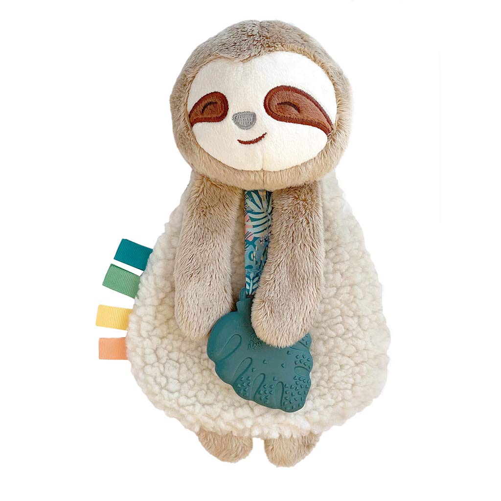 Itzy Ritzy - Itzy Lovey Including Teether - Baby Lovey with Teether, Textured Ribbons & Dangle Arms - Features Crinkle Sound, Sh