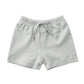 Teach Leanbh Unisex-Baby 3-Pack Cotton Soild Color Short With Drawstring 3-24 Months (12-18 Months, Green/Gray/Blue)