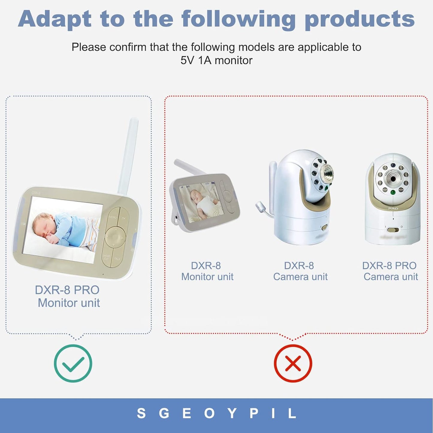Sgeoypil 5 V Charger Safety Power Cord Compatible With Infant Optics Baby Monitor Unit Dxr-8 Pro Replacement Original Adapter Ca