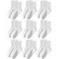 EUFANCE Toddler Grip Socks Non Slip Crew Cute Seamless Cotton Socks for Baby Boys Girls Infants Kids White 9 Pairs