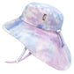 Jan & Jul 100% Cotton Sun Protection Girls Beach Hat With Wide Neck Flap (Xl: 5-12 Years, Cotton Candy Tie-Dye)
