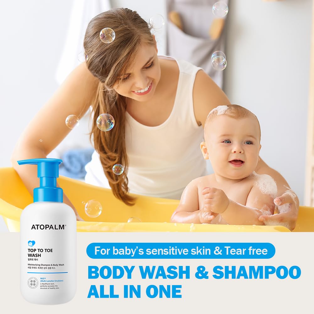 Atopalm Top To Toe Baby Wash & Shampoo, Sulfate-Free, Ph Balanced, Head To Toe Bath, 10.1 Fl Oz, 300Ml