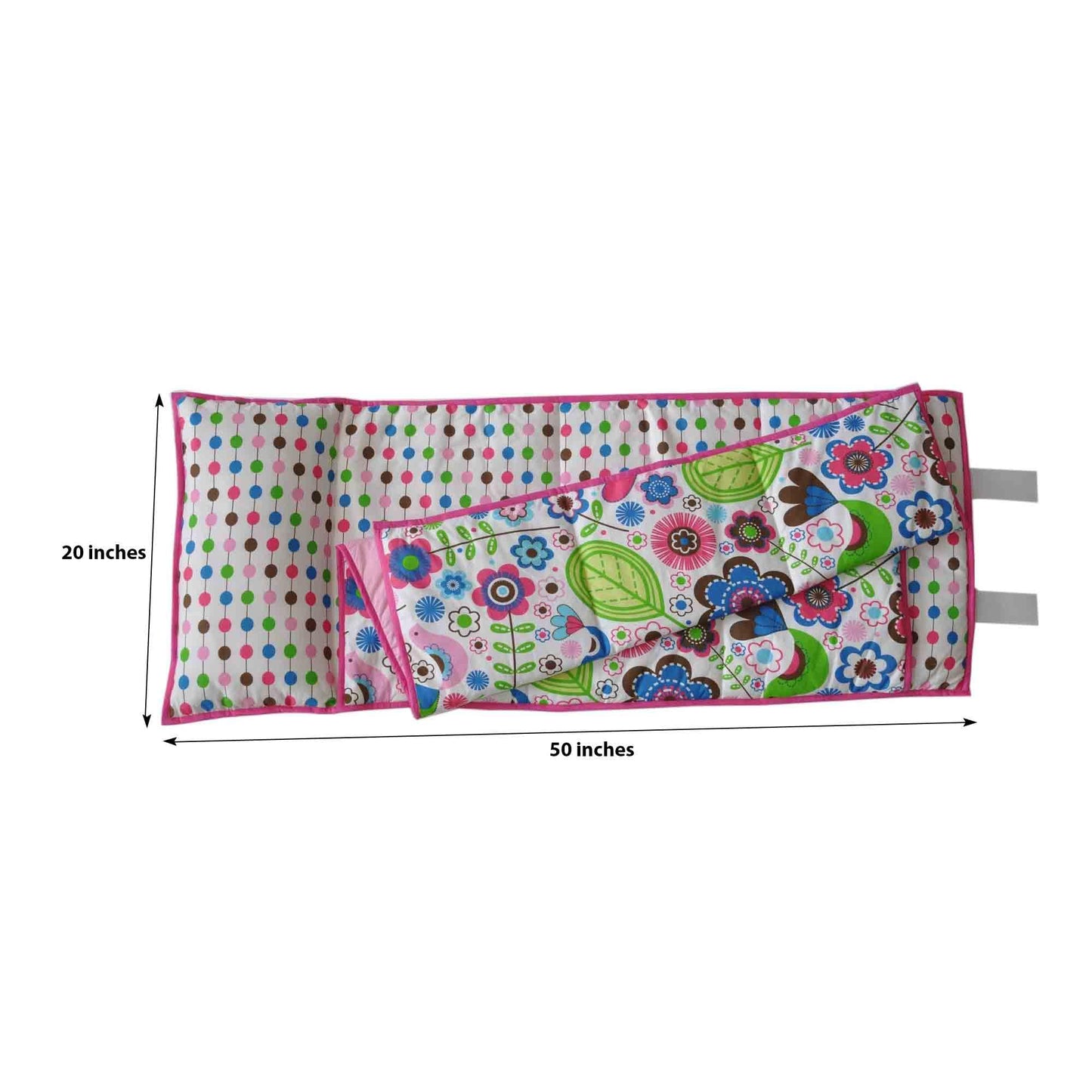 Bacati - 100% Cotton Percale Soft Breathable Fabrics Nap Mat with Pillow for Toddler Girls, Measures 50 x 20 x 1.5 Inches, Ideal