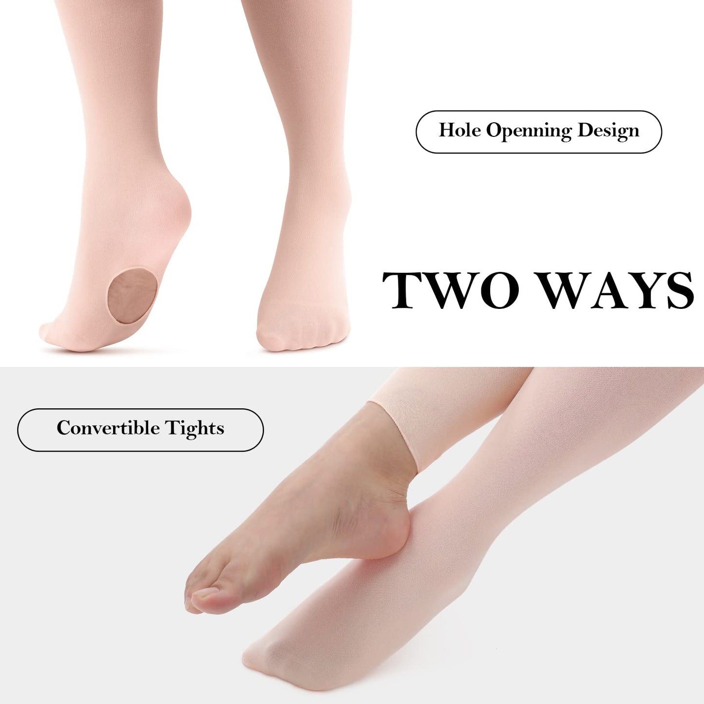 Janmercy 8 Pairs Girls Ballet Tights Dance Tights Bulk Convertible Footless Tights For Toddler Girls Dancing Classes(Black, Whit