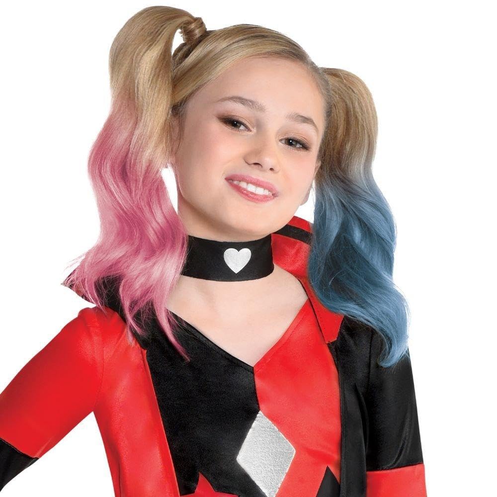 Party City Harley Quinn Halloween Costume For Girls, Dc Comics, Large, Includes Romper, Choker, Gloves And Leg Warmers