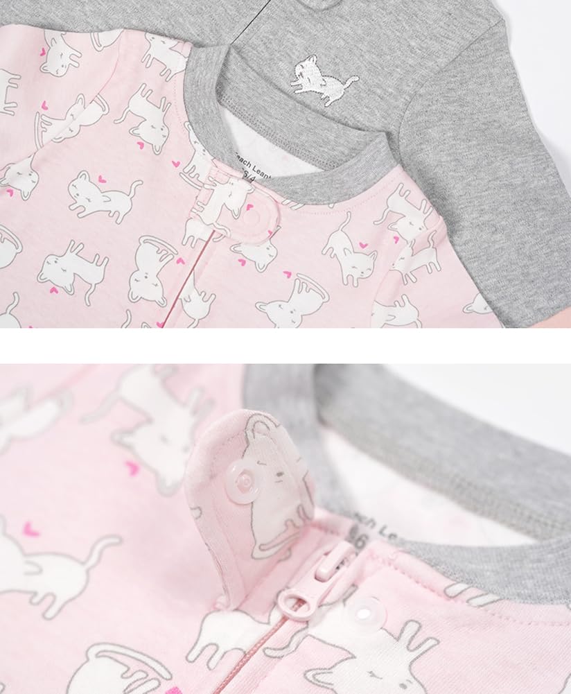 Teach Leanbh Baby 2-Pack Footless Pajamas Cotton Long Sleeve Printing 2 Way Zipper Romper Jumpsuit Sleep And Play 3-24 Months (1