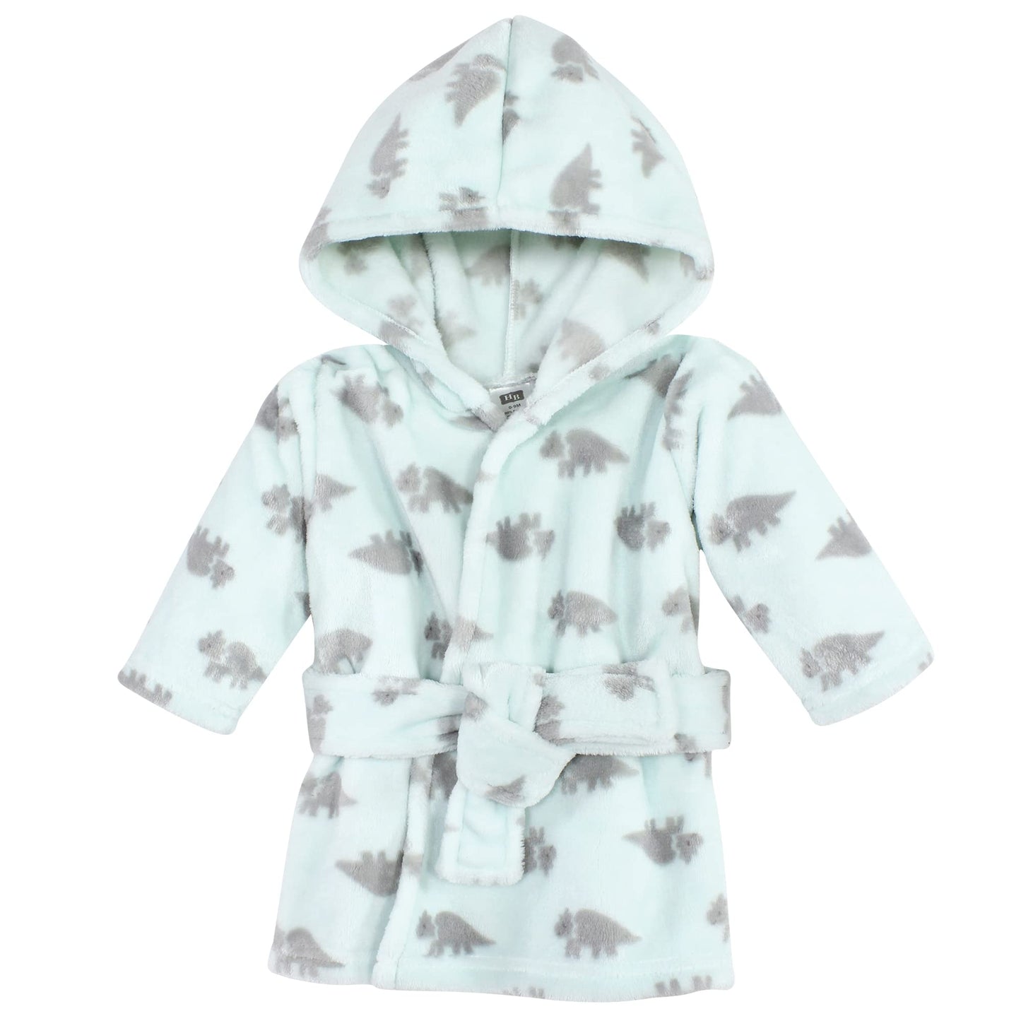 Hudson Baby Unisex Baby Plush Animal Face Bathrobe, Triceratops, 0-9 Months