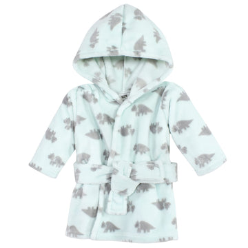 Hudson Baby Unisex Baby Plush Animal Face Bathrobe, Triceratops, 0-9 Months
