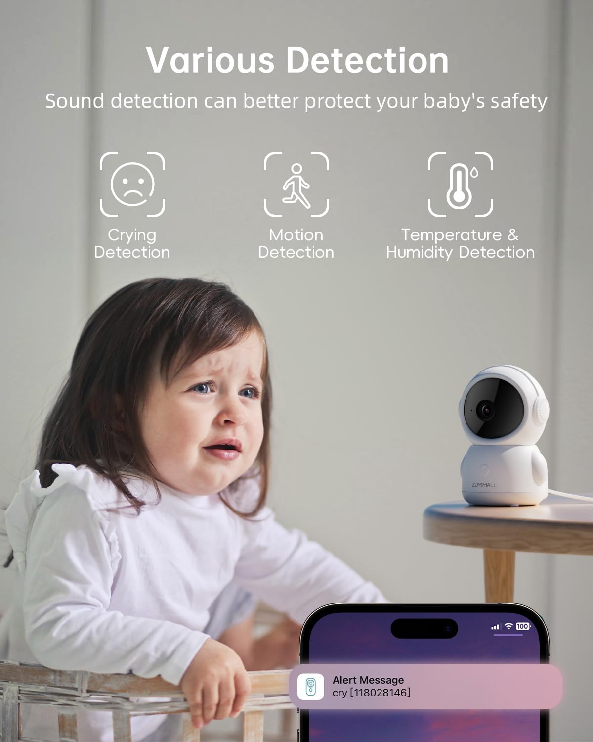 Zumimall Security Camera Indoor, 5G/2.4G Wifi Baby Monitor With Camera And Audio, 2K Wired Pet Cameras For Home Security, One-Cl