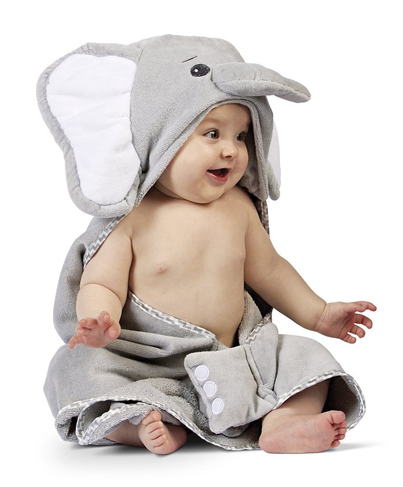 Bearington Baby Lil' Spout Elephant Hooded Bath Towel, 24' X 24'