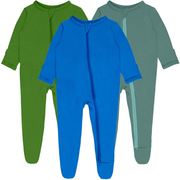 Guisby Baby Footed Pajamas With Mitten Cuffs, Double Zipper Rayon Sleeper Pjs 0-3 Months