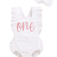 Shalofer Baby Girls One Year Old Outfits First Birthday Romper Cute Backless Ruffles Jumpsuit With Headband (White,6-12 Months)