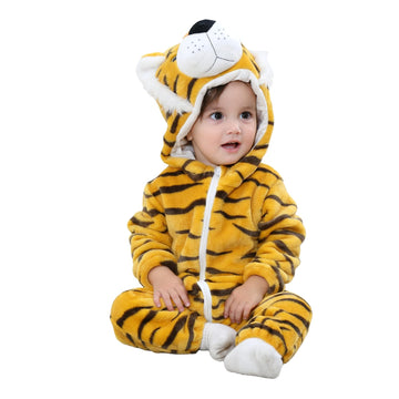 Fhsfdzsw Unisex Tiger Baby Costume,Baby Flannel Animal Halloween Onesie Pajamas Home Clothing