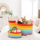 Organihaus Rainbow Baby Diaper Caddy Organizer For Girls, Nursery Rope Baby Basket For Organizer, Changing Table Organizer, Wove