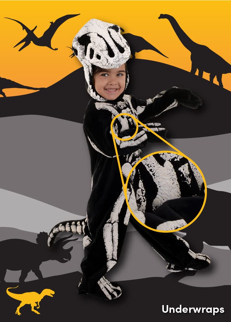 Underwraps Boys Toddler'S T-Rex Skeleton - Fossil Costume, Black/White, Small 6-12M Us