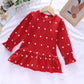 Gliglittr Toddler Baby Girls Clothes Set Valentine'S Day Heart Print Long Sleeve Ruffle T-Shirt+Pants Kids 2Pcs Outfits (Red, 3-