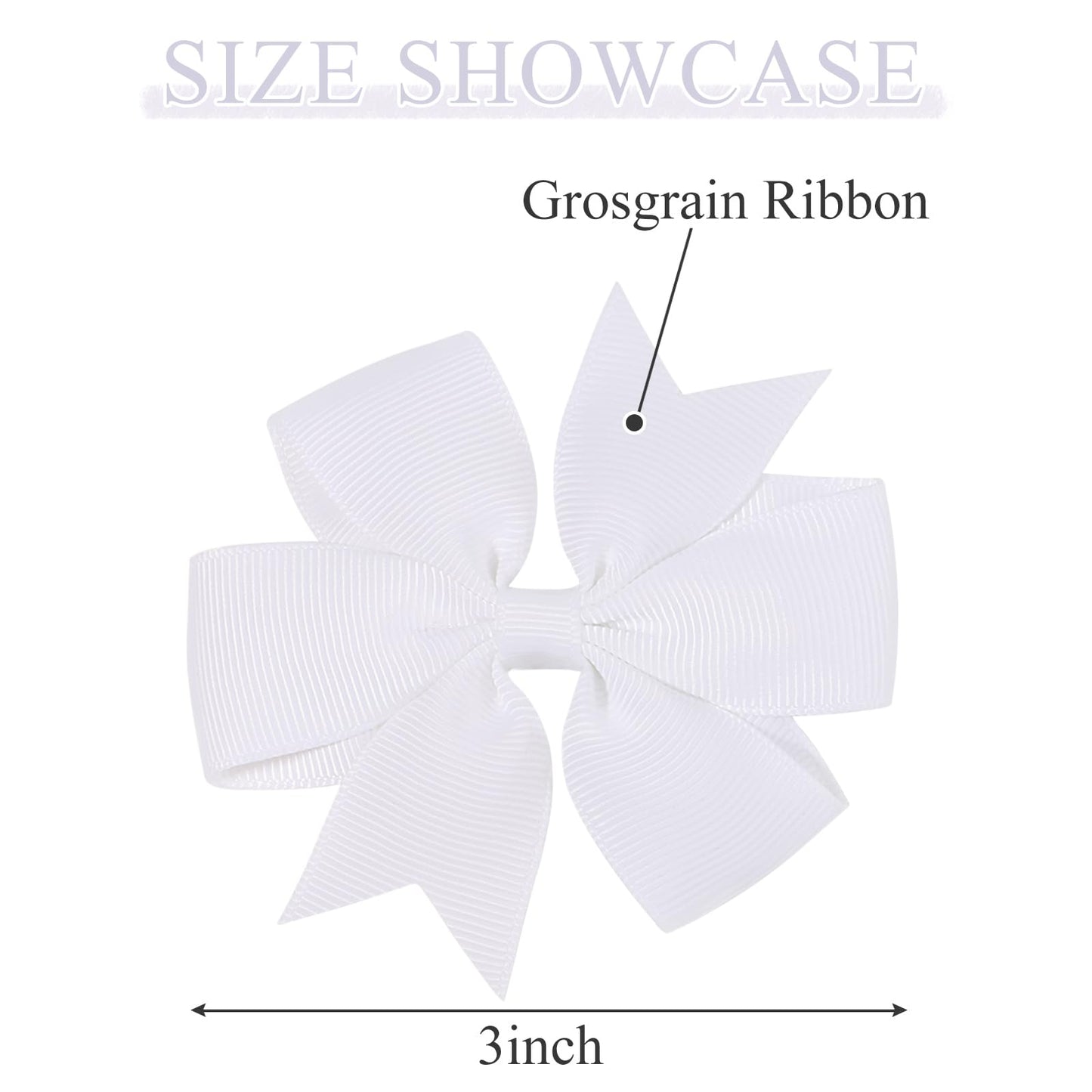 Choicbaby 3 Inches Hair Bows For Girls White Grosgrain Ribbon Pinwheel Hair Bows Clips Toddler Bows Hair Clips For Birthday Baby