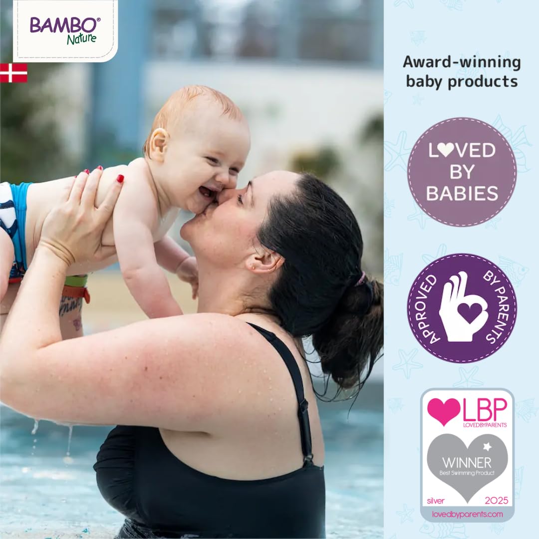 Bambo Nature Hypoallergenic Swim Pants, Eco-Labeled Swim Diapers, Double Leak Barriers - Small (120 Count)