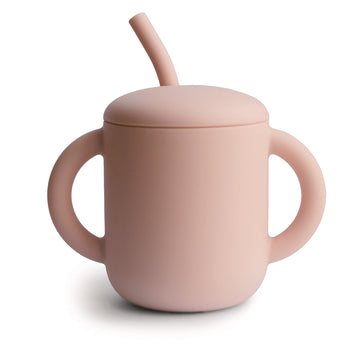 Mushie 100% Silicone Training Cup & Straw For Toddlers | 6 Months+ (Blush)