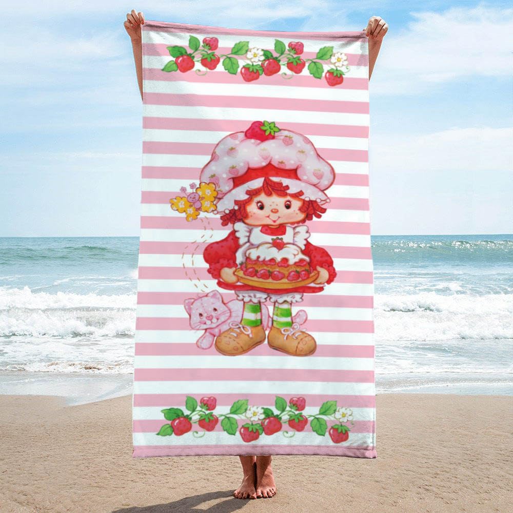 Jay Franco Strawberry Shortcake Bath Pool Beach Towel - Super Soft And Absorbent 100% Cotton Towel, Measures 28 X 58 Inches