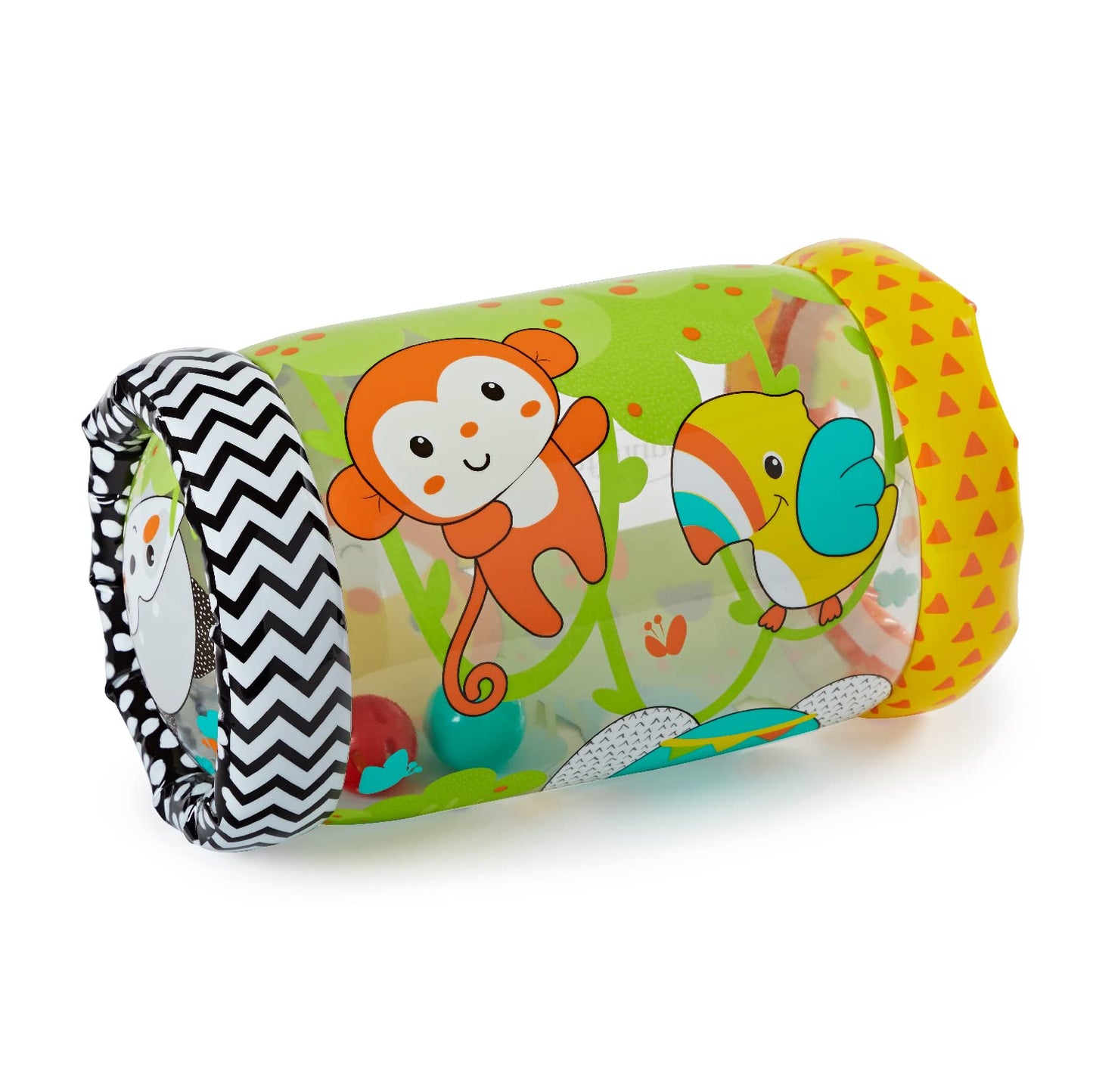 Infantino Jungle Peek & Roll - Encourages Crawling, Inflatable Activity Toy with Bouncing Balls Inside, Fun & Friendly Animal Ch