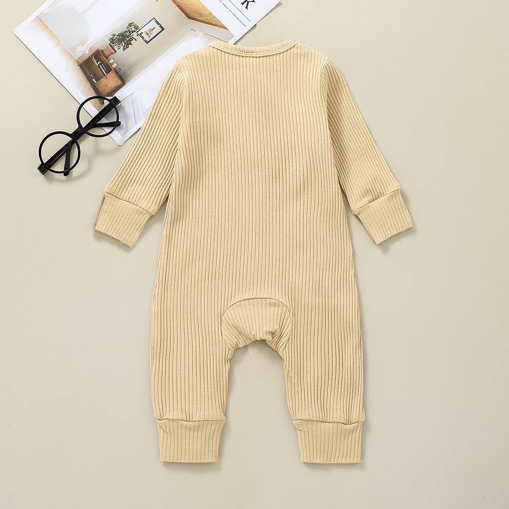 Iddolaka Newborn Baby Boy Girl Long Sleeve Romper Jumpsuit Bodysuit One Piece Coverall Outfit Fall Winter Clothes(F-Long Sleeve