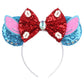 Foeran Mouse Ears Headbands - Light Blue Ears With Red Bow, One Size, Polyester, Hairband, For Little Kid Or Unisex, Cosplay Par