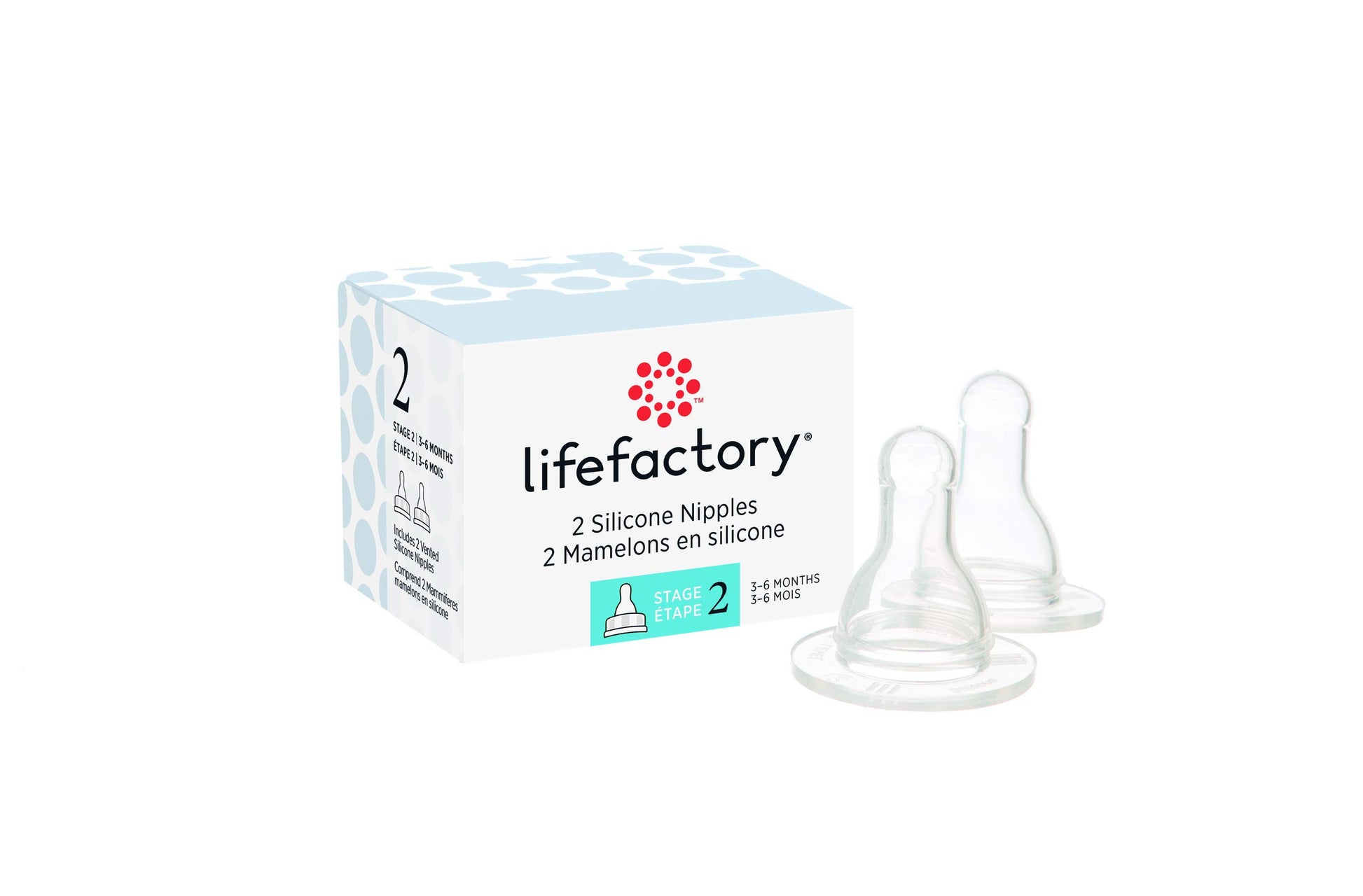 Lifefactory Bpa-Free Stage 2 (3-6 Months) Silicone Nipples 2-Pack