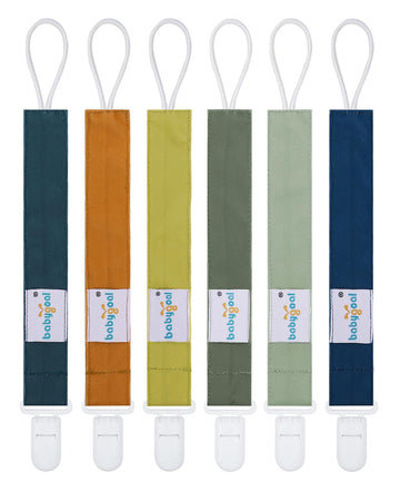 Babygoal Neutral Pacifier Clips, 6 Pack Binky Paci Holder Leashes For Baby Boys And Girls Fits For Most Pacifier, Binkie Styles