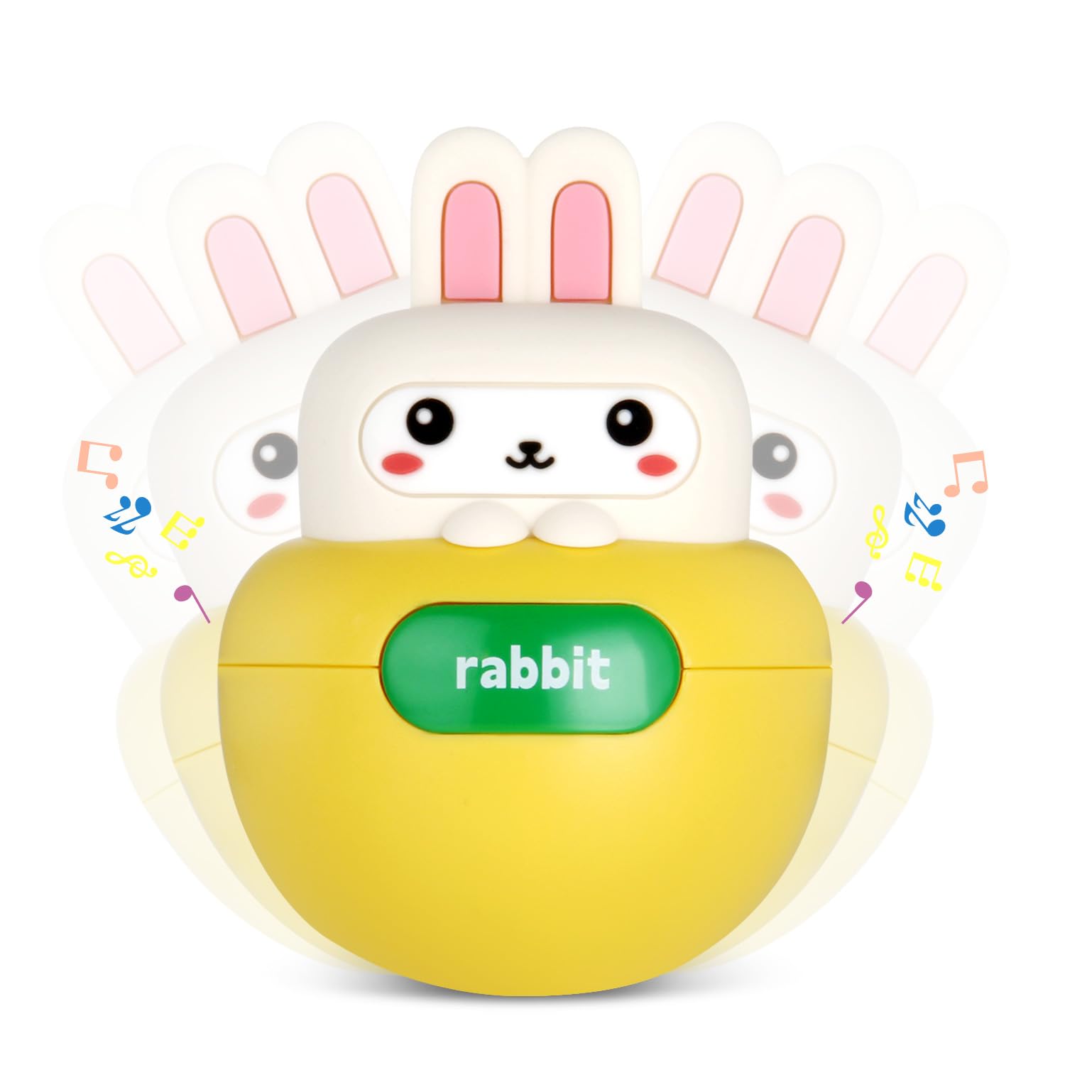 Yaozyety Baby Rabbit Wobble Toys, Infant Roly-Poly Tumbler Musical Wobbler, Babies Sensory Development & Teething Toy Gifts for 
