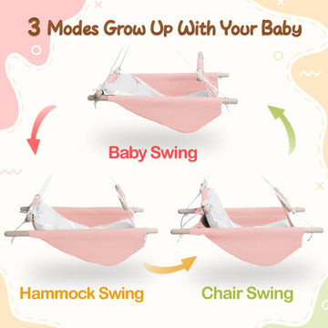 Canvas Baby Swing For Infants To Toddlers,Indoor Outdoor Wooden Hanging Swing Seat With Safety Belt And Mounting Hardware, Suita