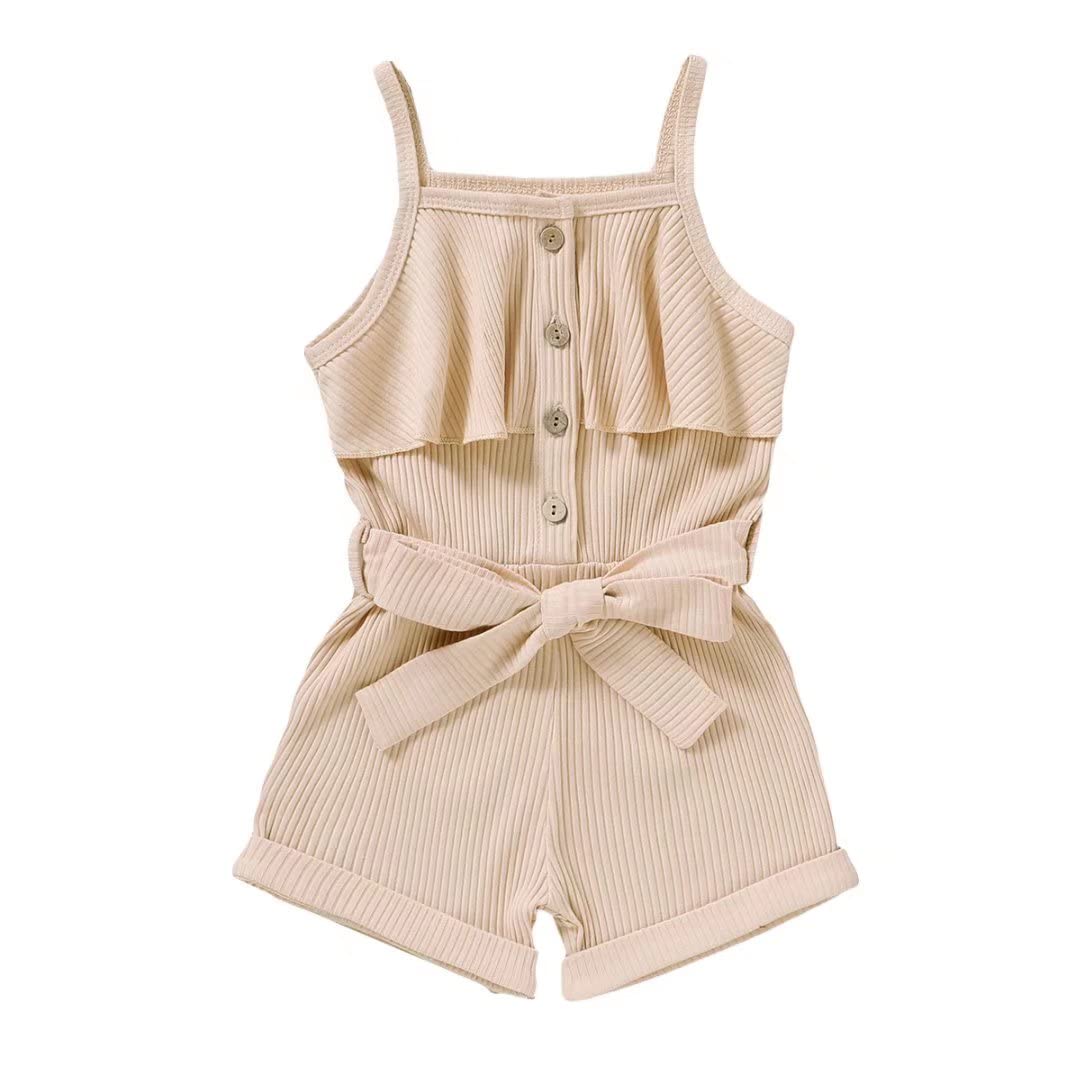 Baby Girl Clothes 18-24 Months Toddler Strap Sleeveless One Piece Halter Romper Casual Summer Jumpsuit, Apricot Suspender Dress