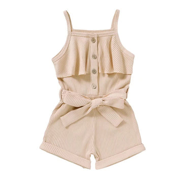 Baby Girl Clothes 18-24 Months Toddler Strap Sleeveless One Piece Halter Romper Casual Summer Jumpsuit, Apricot Suspender Dress