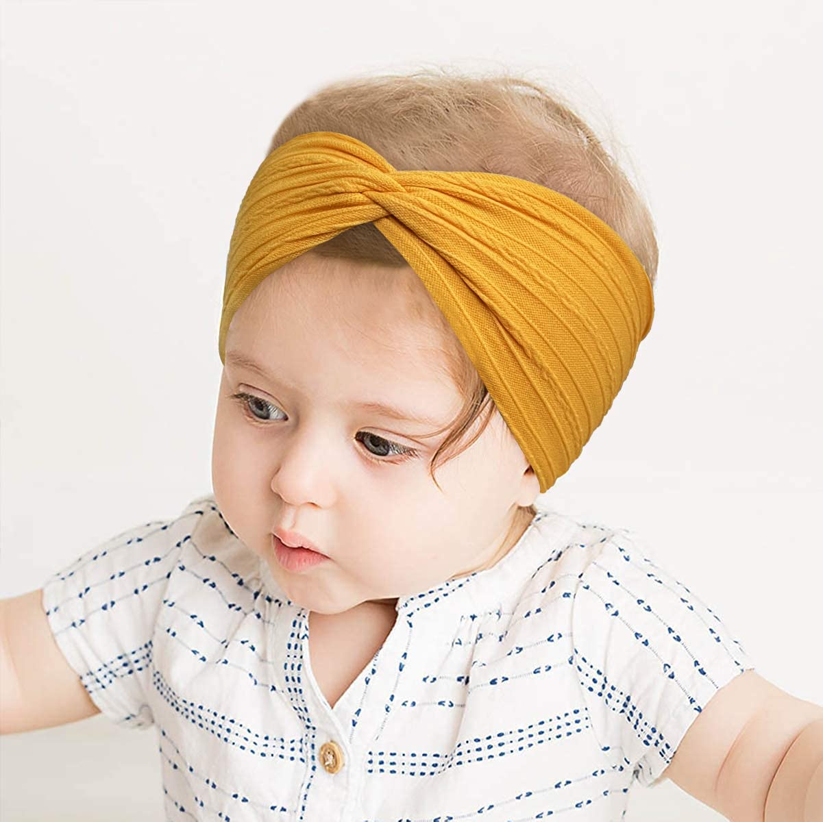 Bbgifts 15Pcs Baby Nylon Headbands 3.5 Inches Handmade Jacquard Weave Elastic Headbands For Baby Girls Newborn Infant Toddlers K
