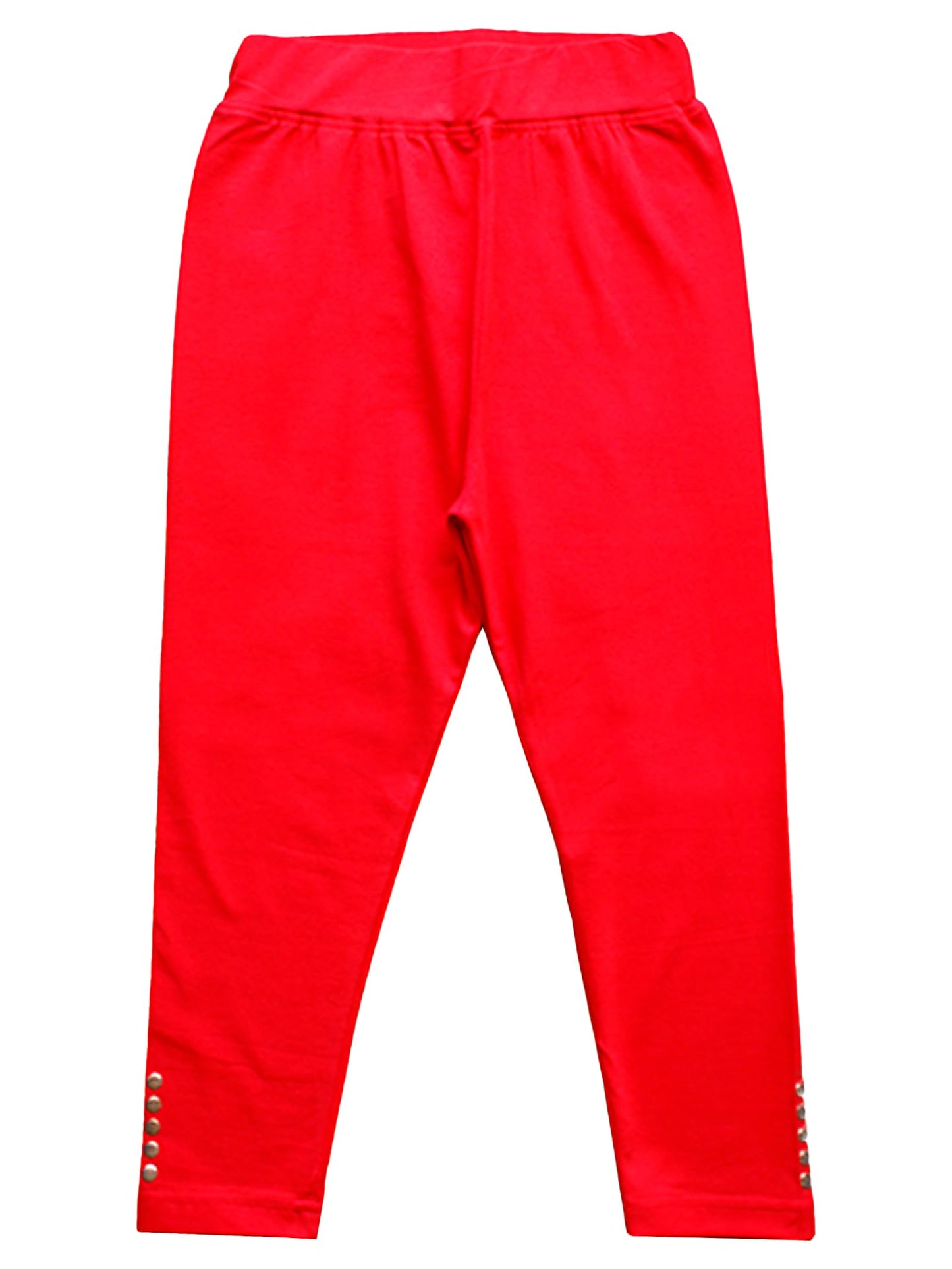 KiddoPanti Girls Solid Capri Legging with Stud, Dark Coral, 34Y