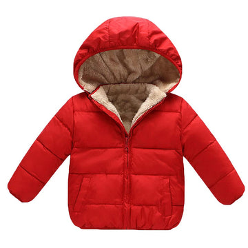 Baby Girls Boys' Winter Fleece Jackets With Hooded Toddler Cotton Dress Warm Lined Coat Outer Clothing (Red, 1-2T)