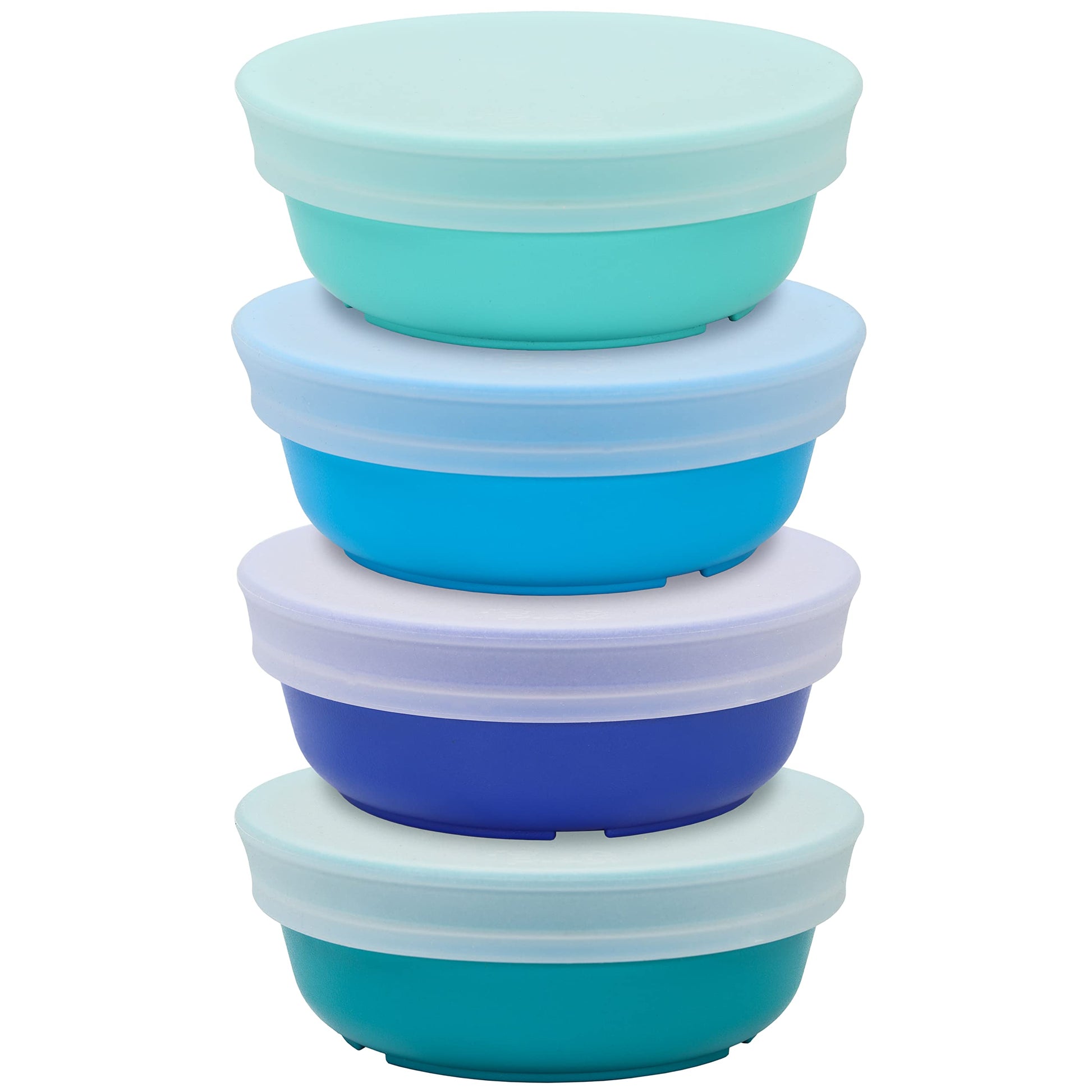 Re-Play 12 oz. Toddler Bowls Set of 4 with Lids - Kids Deep-Walled, Durable & Reusable Snack and Meal Bowls, Dishwasher & Microw