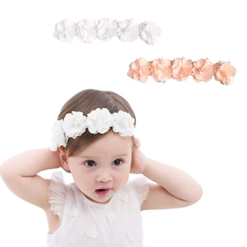 Flower Crown Baby Headbands Summer Hair Accessories For Girls Peach & White