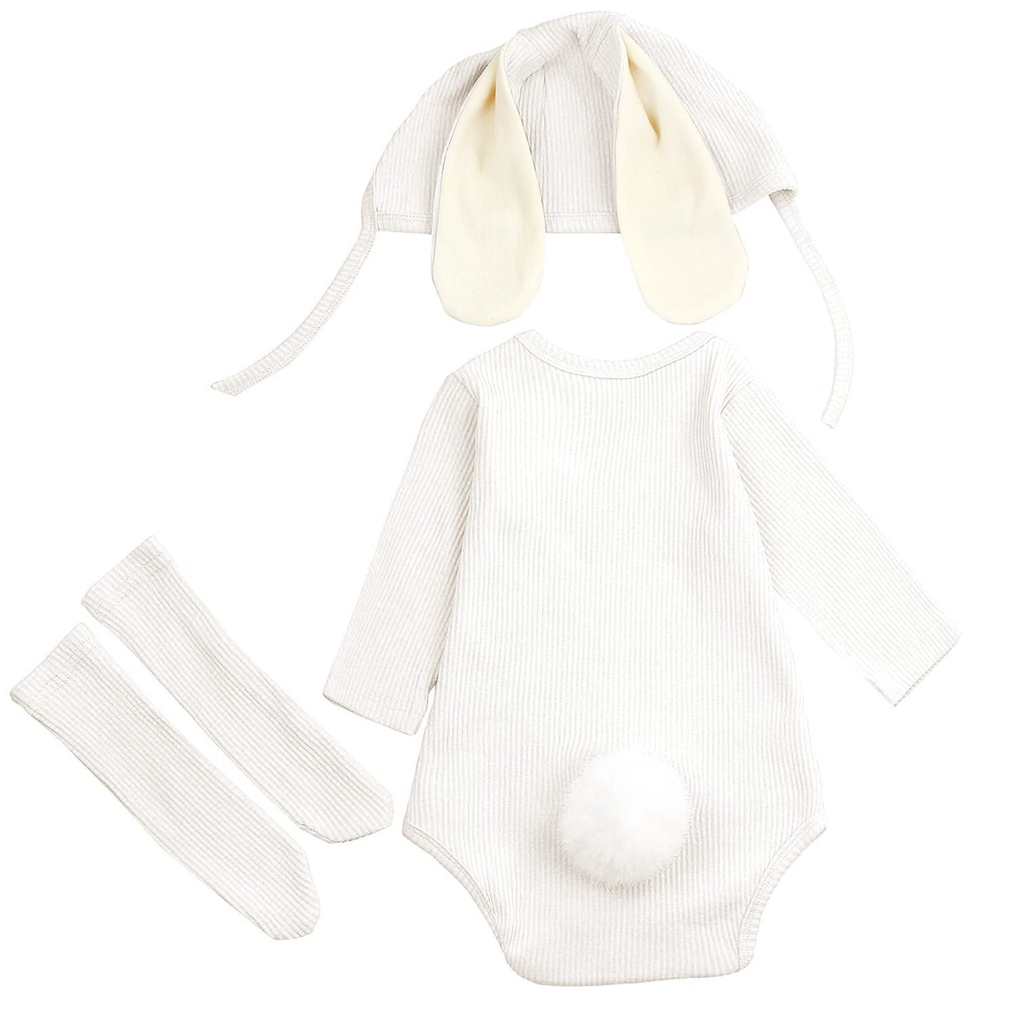 Agqt Baby Boys 1St Easter Outfit Set Long Sleeve Halloween Bunny Costume Mardi Gras Carnival 3Pcs Bunny Ear Romper Baby Girls An