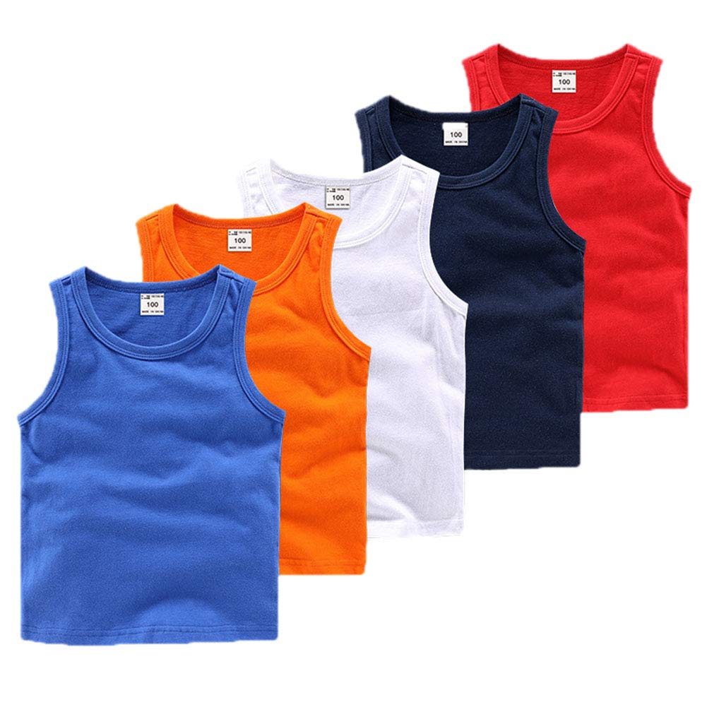 Dcuterq Toddler Baby Boys Girls Solid Tank Tops T-Shirts Undershirts Cotton Summer Sleeveless Vest White 12-18 Months
