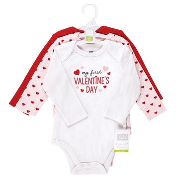 Hudson Baby Unisex Baby Cotton Long-Sleeve Bodysuits, Valentine Sweetheart, 9-12 Months