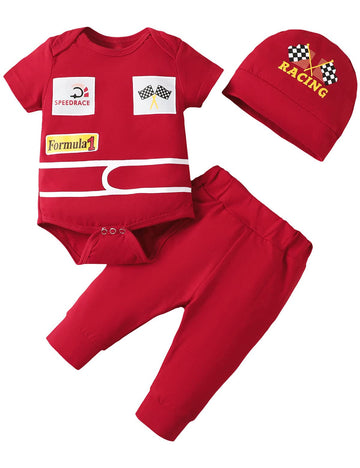Singcoco Baby Boy Costume Outfit Newborn Race Car Driver Costume Clothes (Car Driver-Short, 3-6 Months)