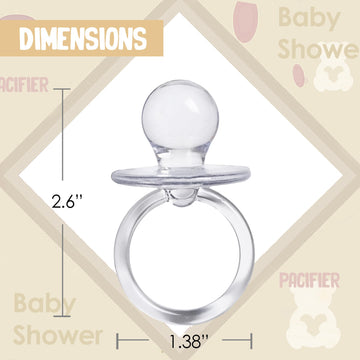 Baby Pacifier 2.5' Baby Shower Favors Decoration (Clear, 36 Count)