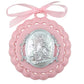 Moulded Acrylic Pink Crib Medal With Guardian Angel For Baby Girl Nursery Decor, 3 1/2 Inch