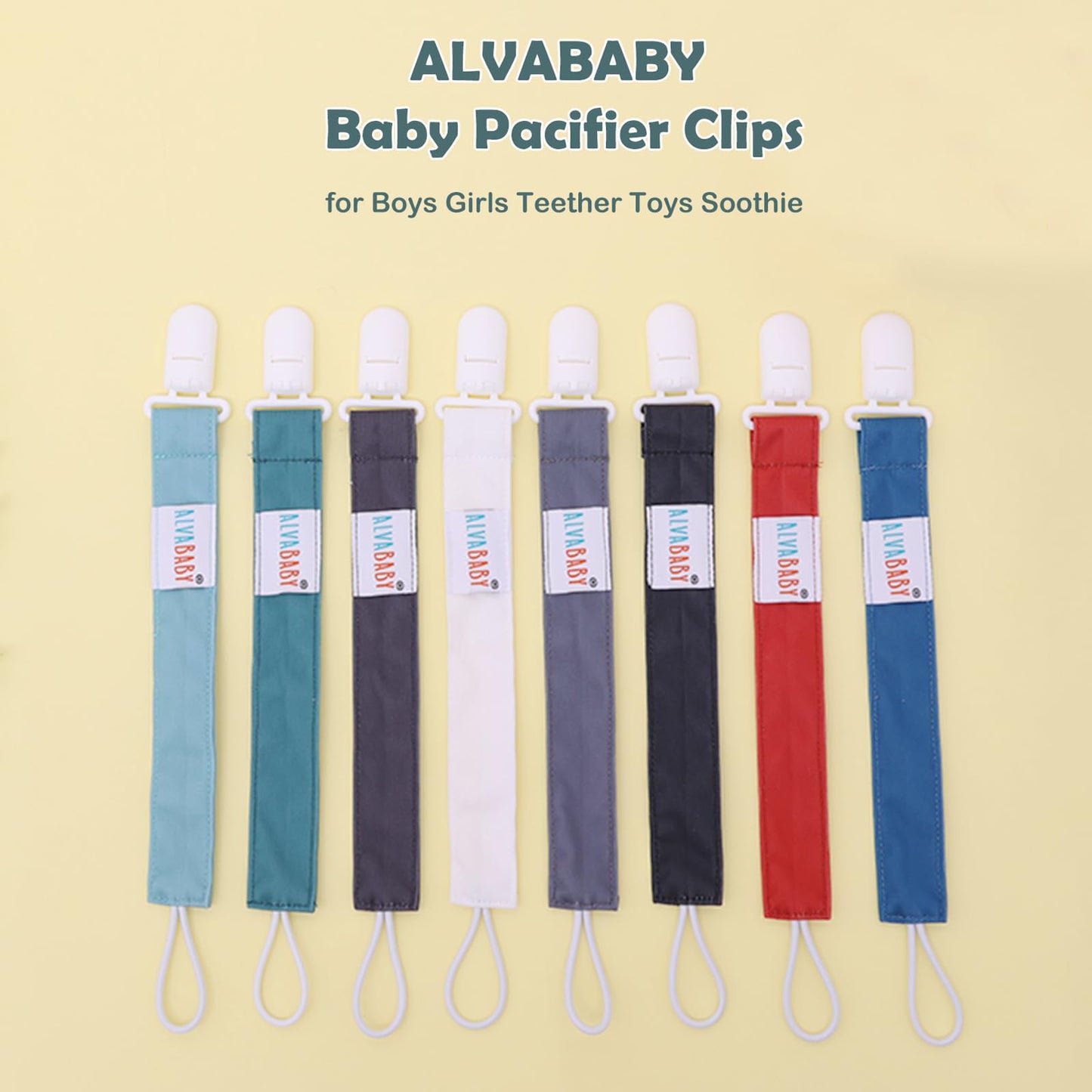 Alvababy Pacifier Clips 8 Packs Paci Clip Holder Leashes Binky For Neutral Baby Boys And Girls Fits Binkie Styles,Baby Teethers