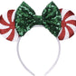 Clgift Red Peppermint Minnie Ears, Peppermint Mickey Ears, Christmas Minnie Ears, Silver Gold Blue Minnie Ears, Rainbow Sparkle