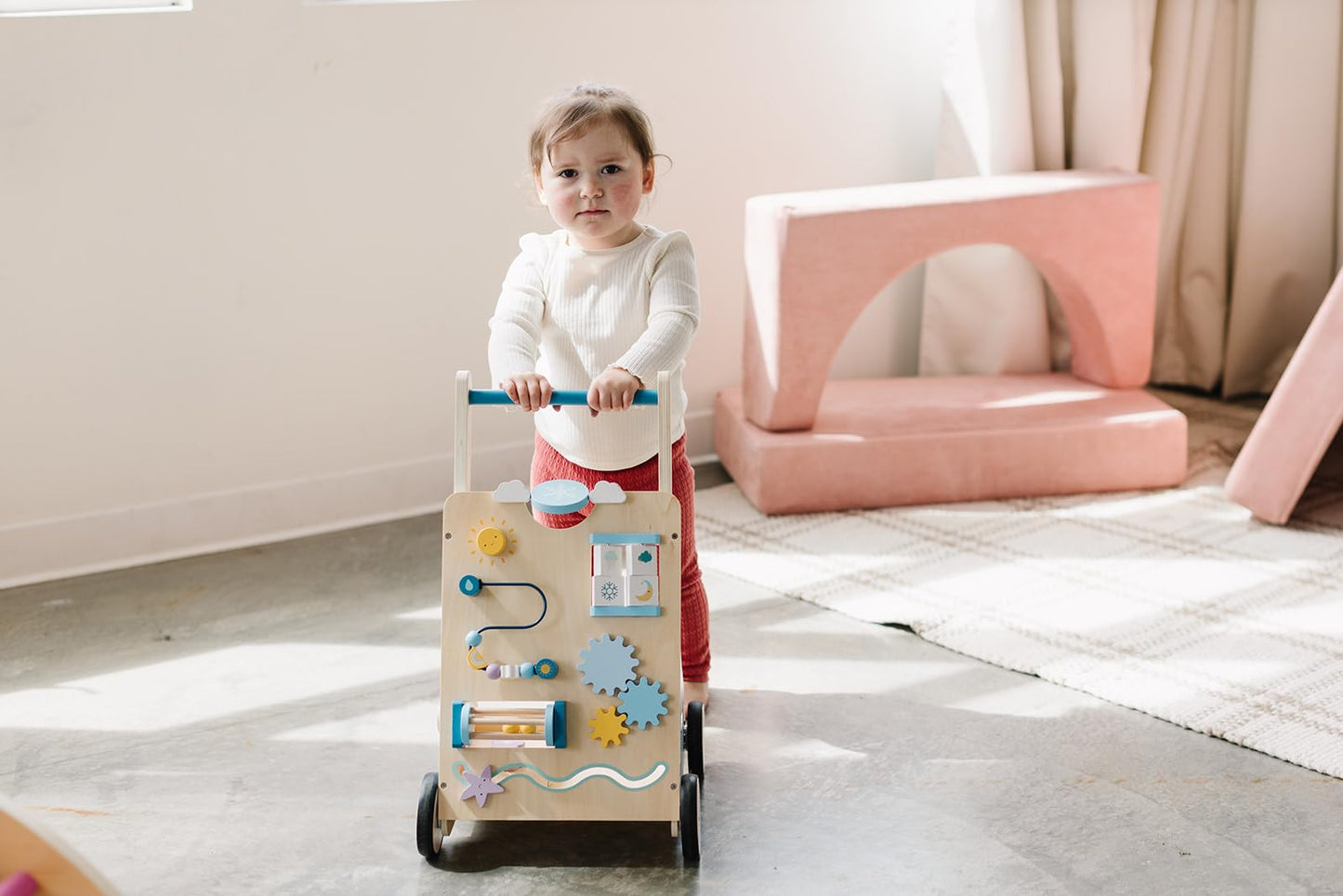 Beright Wooden Baby Walker, Wooden Baby Push Walker, Learning Activity Toys, Baby Push Toy Multiple Activities Center, Gift for