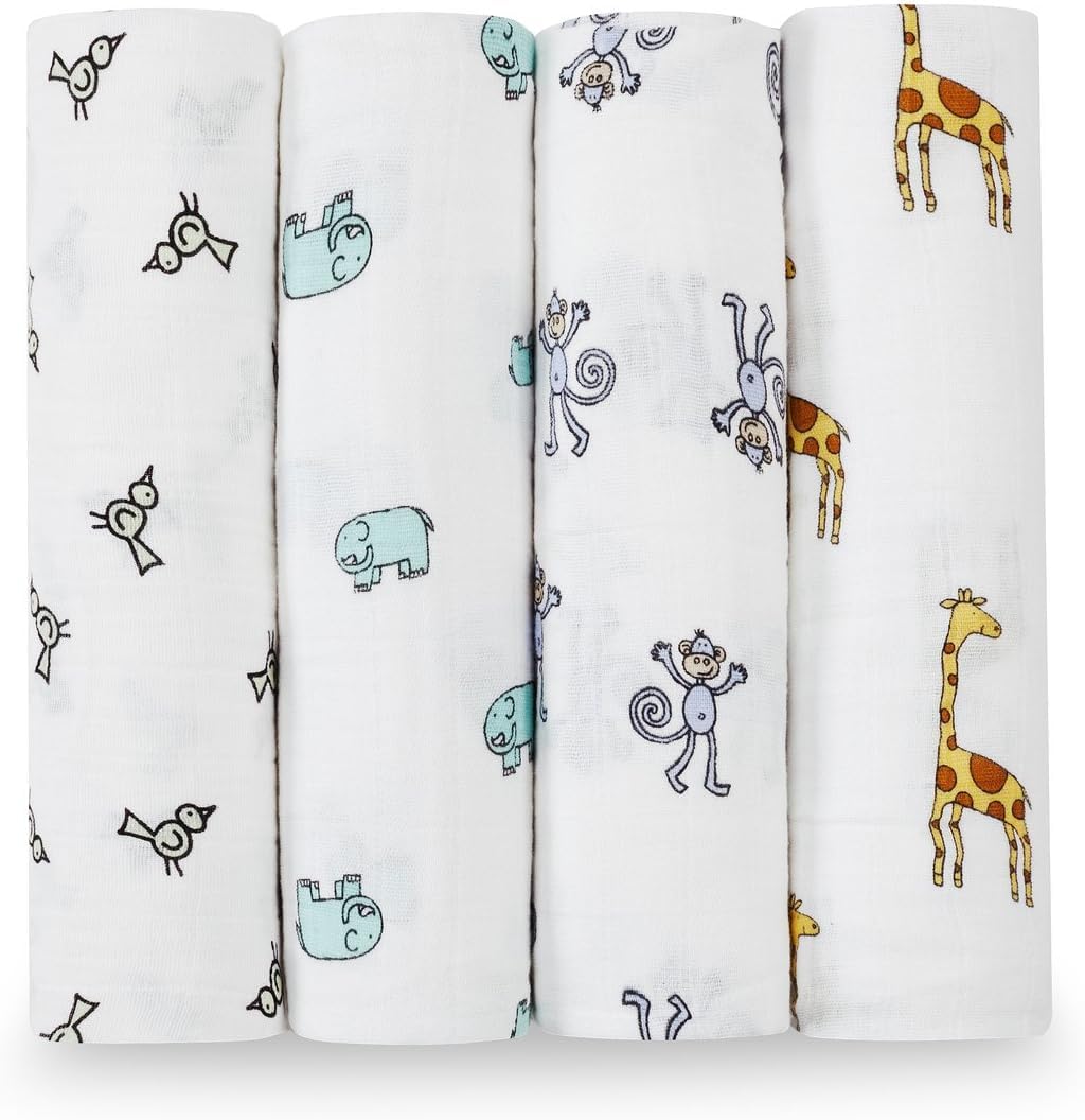 Aden + Anais Classic Muslin Swaddle Blanket 4 Pack (White)