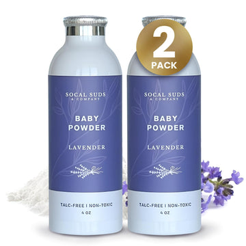 Socal Suds & Company - Natural Baby Powder Talc-Free - With Arrowroot Powder, Kaolin, Aspen Bark Extract For Soft Soothing Prote